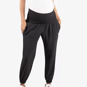 Ingrid & Isabel Black Smocked Waist Maternity Pants Size S